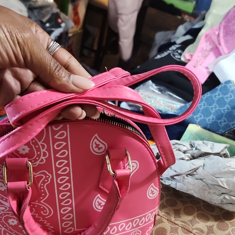 Pink Bandana Print Mini Women's Handbag - Picture 3 of 6